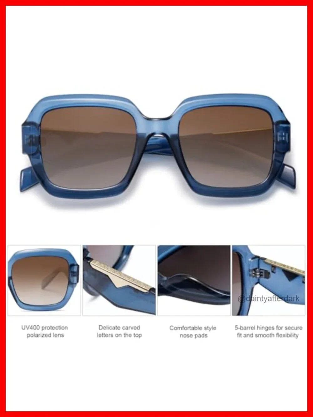 Trendy Square Polarized Sunglasses for Women UV400 Protection